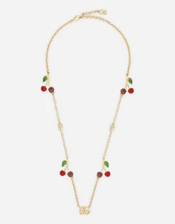 Necklace with DG logo and cherry charms
