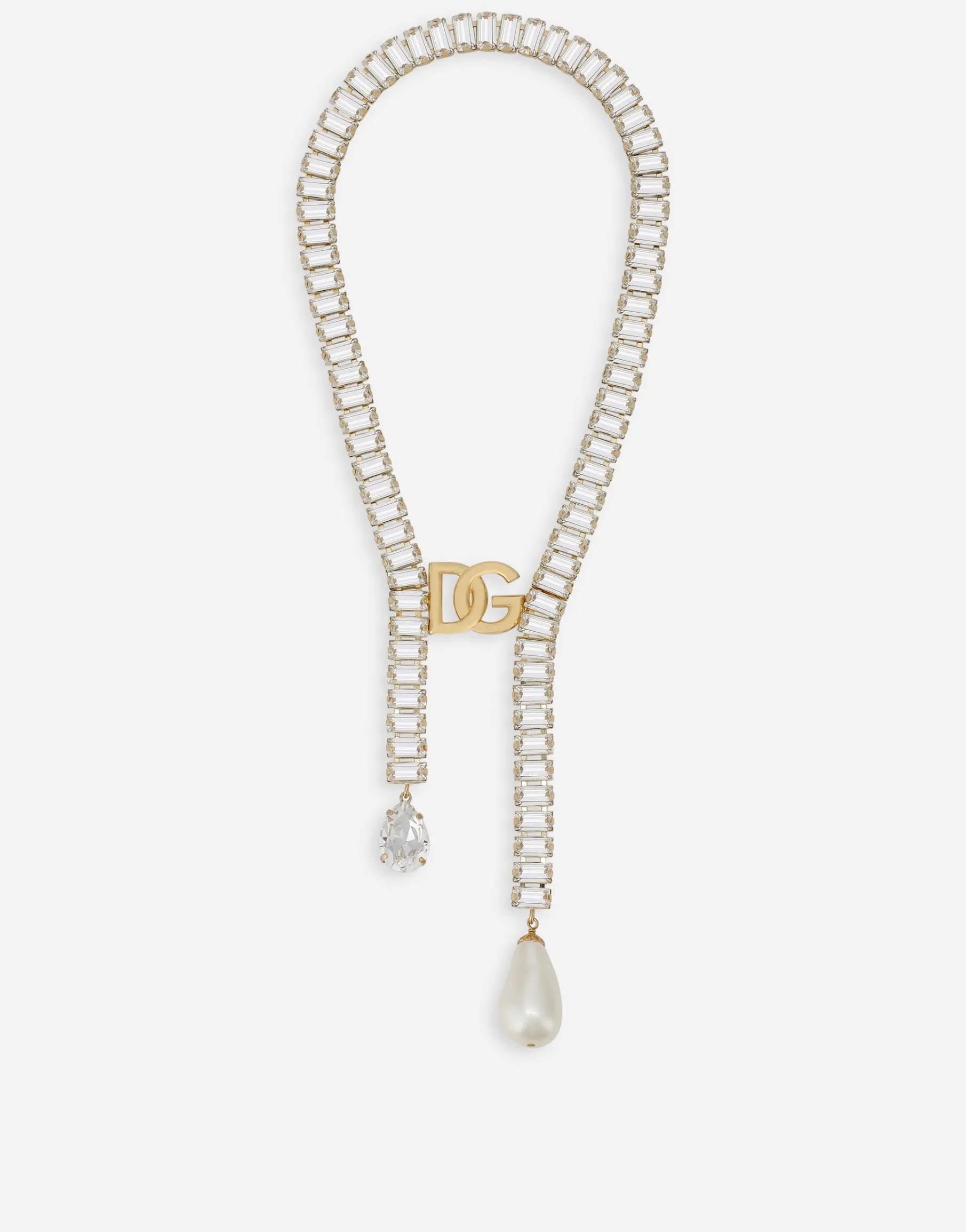 Necklace with pearls, rhinestones and DG logo