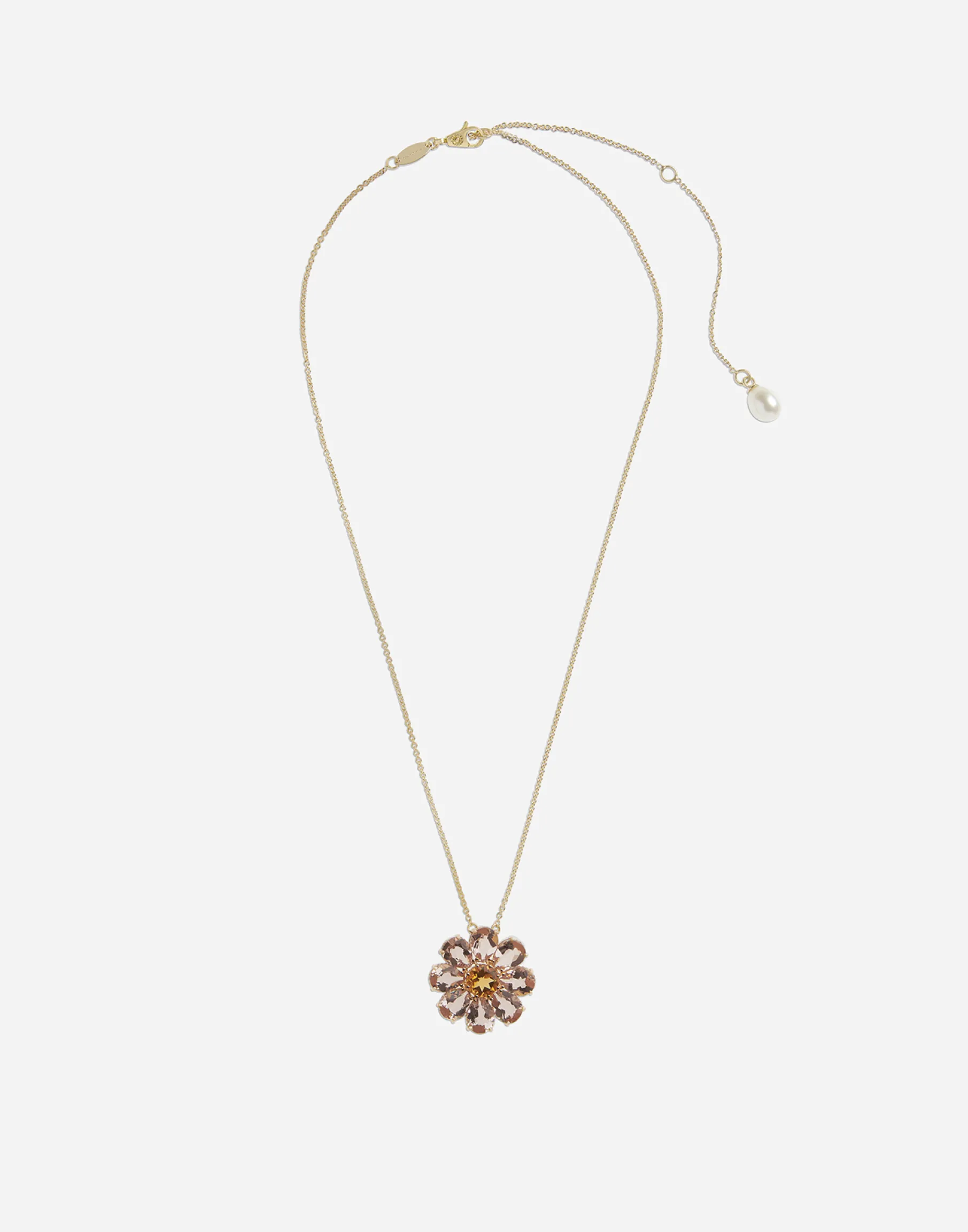 Necklace with red gold flower pendant