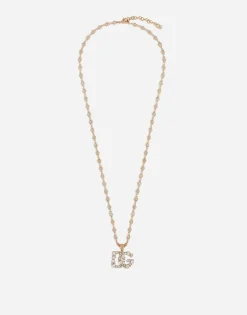 Necklace with rhinestone-detailed DG logo
