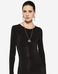 Necklace with rhinestone-detailed DG logo