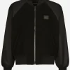 Nylon and wool jacket with branded tag