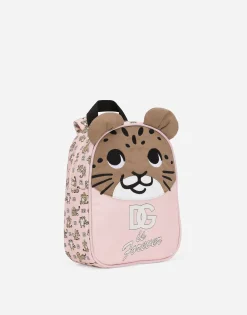 Nylon backpack with all-over logo print