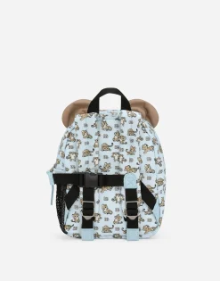 Nylon backpack with all-over logo print