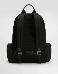 Nylon backpack with rubberized logo