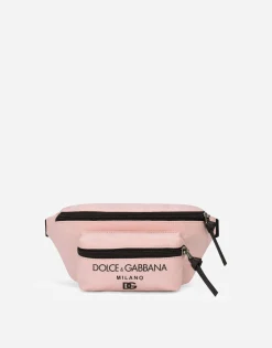 Nylon belt bag with logo print