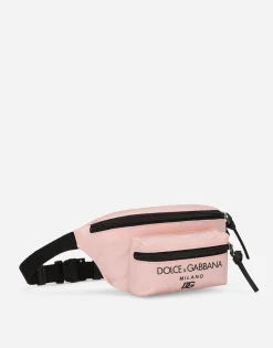 Nylon belt bag with logo print