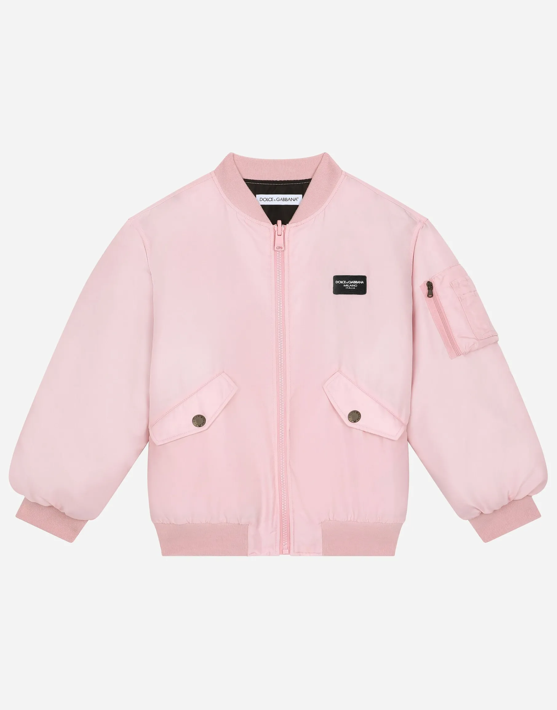 Nylon bomber jacket with logo tag