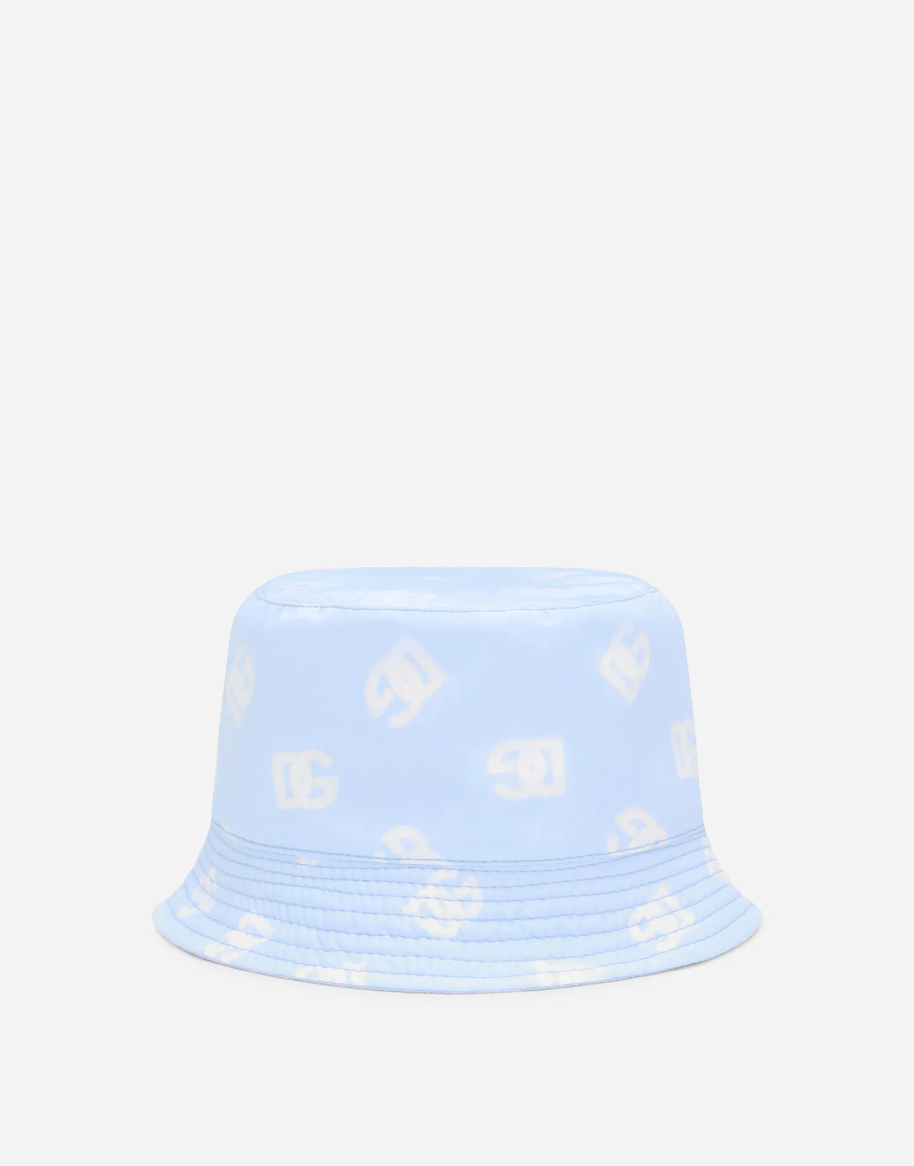 Nylon bucket hat with all-over logo print