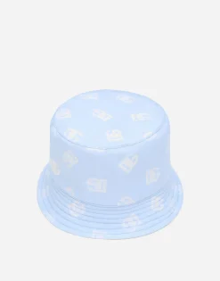 Nylon bucket hat with all-over logo print
