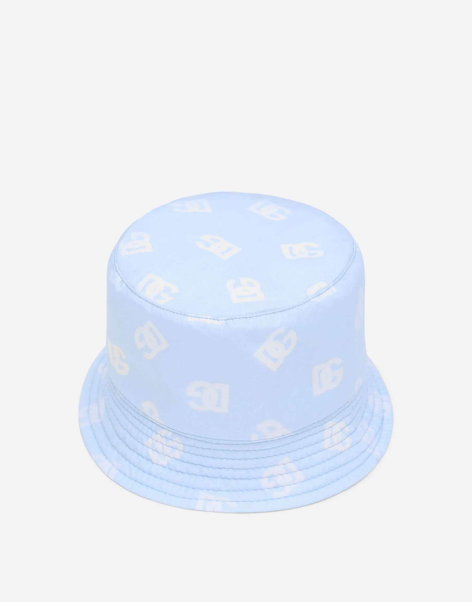 Nylon bucket hat with all-over logo print