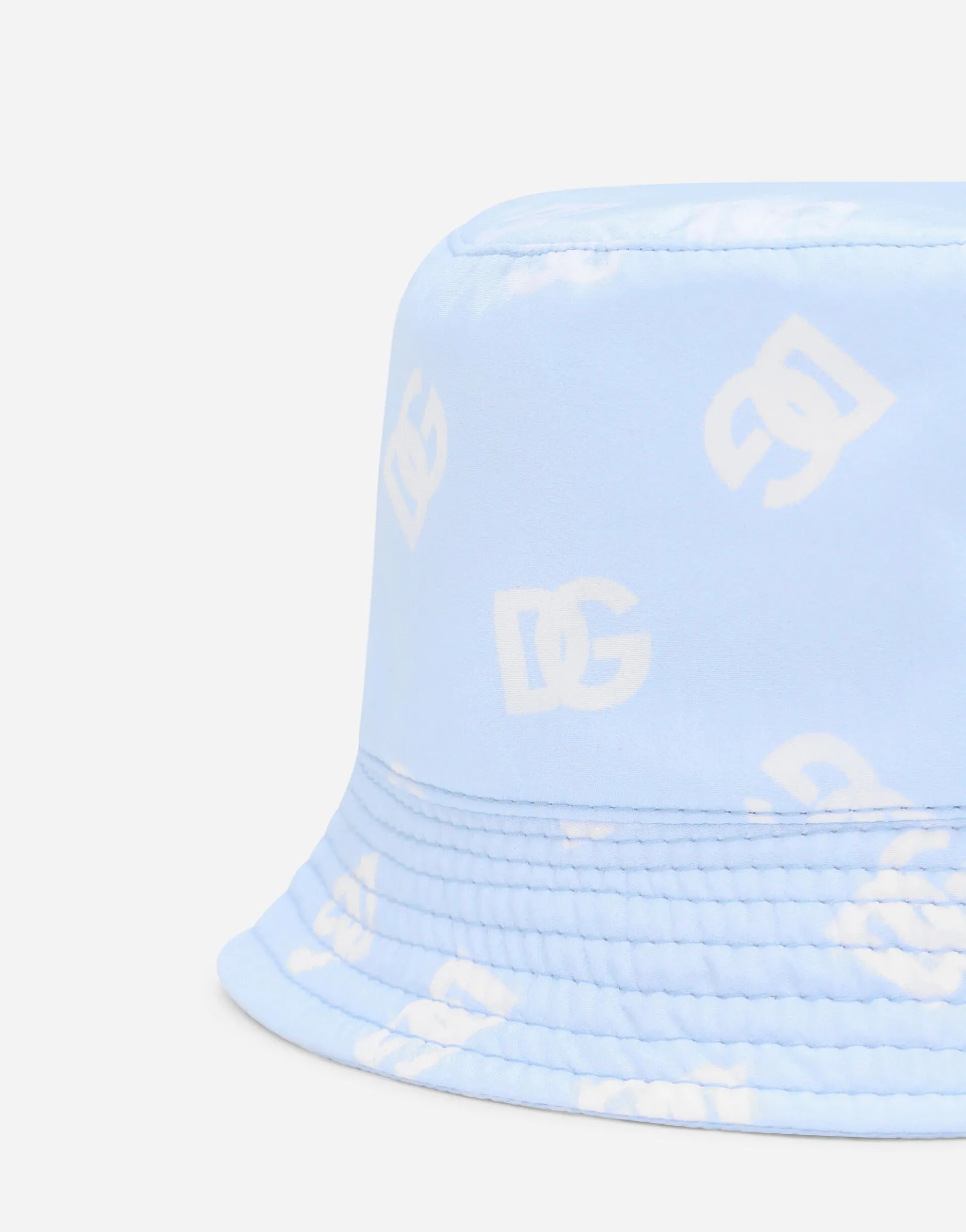 Nylon bucket hat with all-over logo print