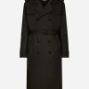 Nylon double-breasted trench coat