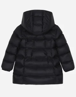 Nylon down jacket with rose patch