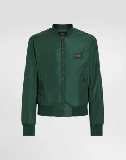 Nylon jacket with branded tag