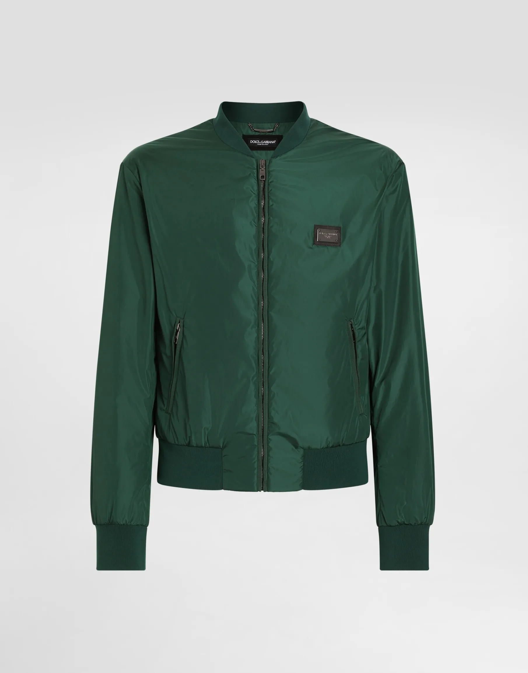Nylon jacket with branded tag
