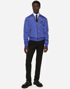 Nylon jacket with branded tag