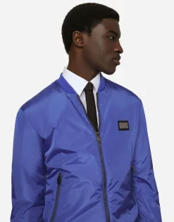 Nylon jacket with branded tag