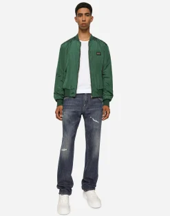 Nylon jacket with branded tag