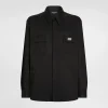 Nylon shirt with logo tag