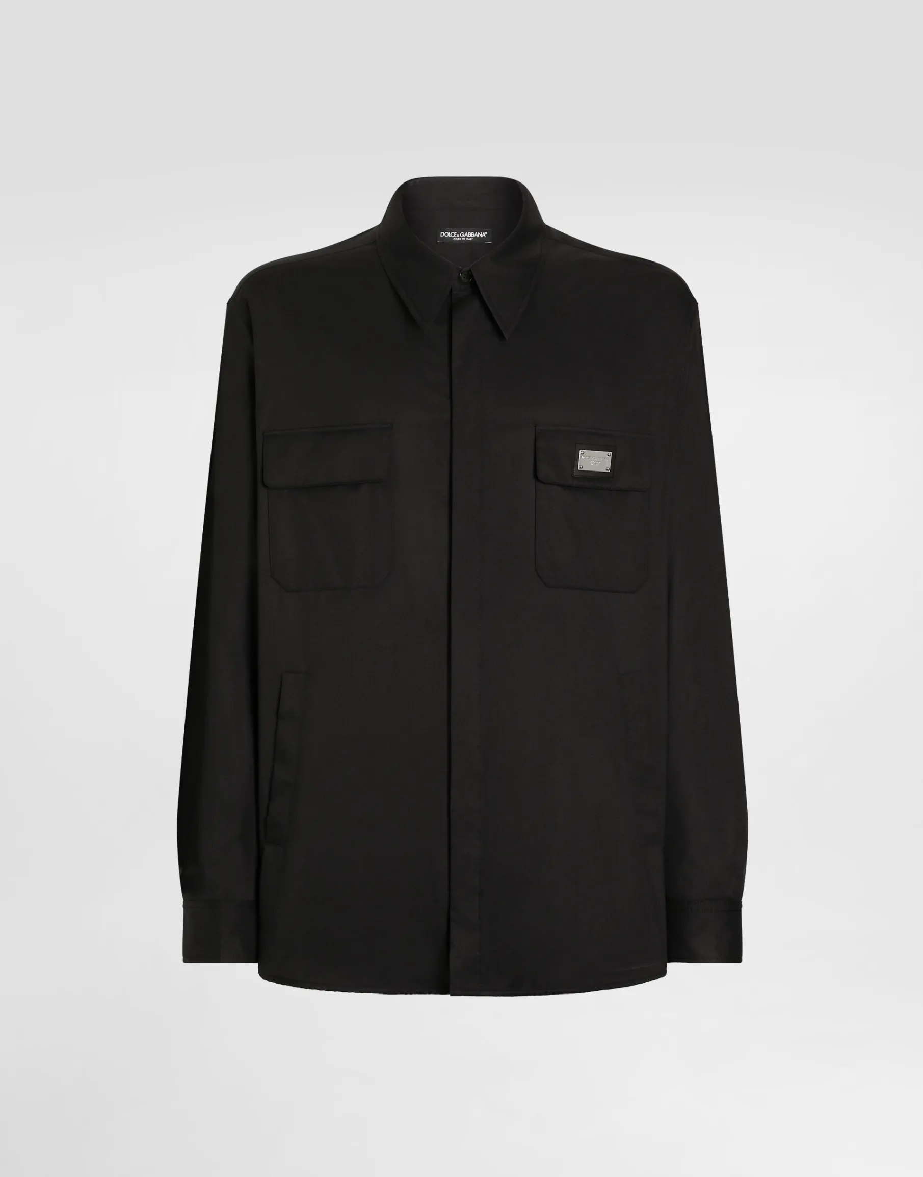 Nylon shirt with logo tag