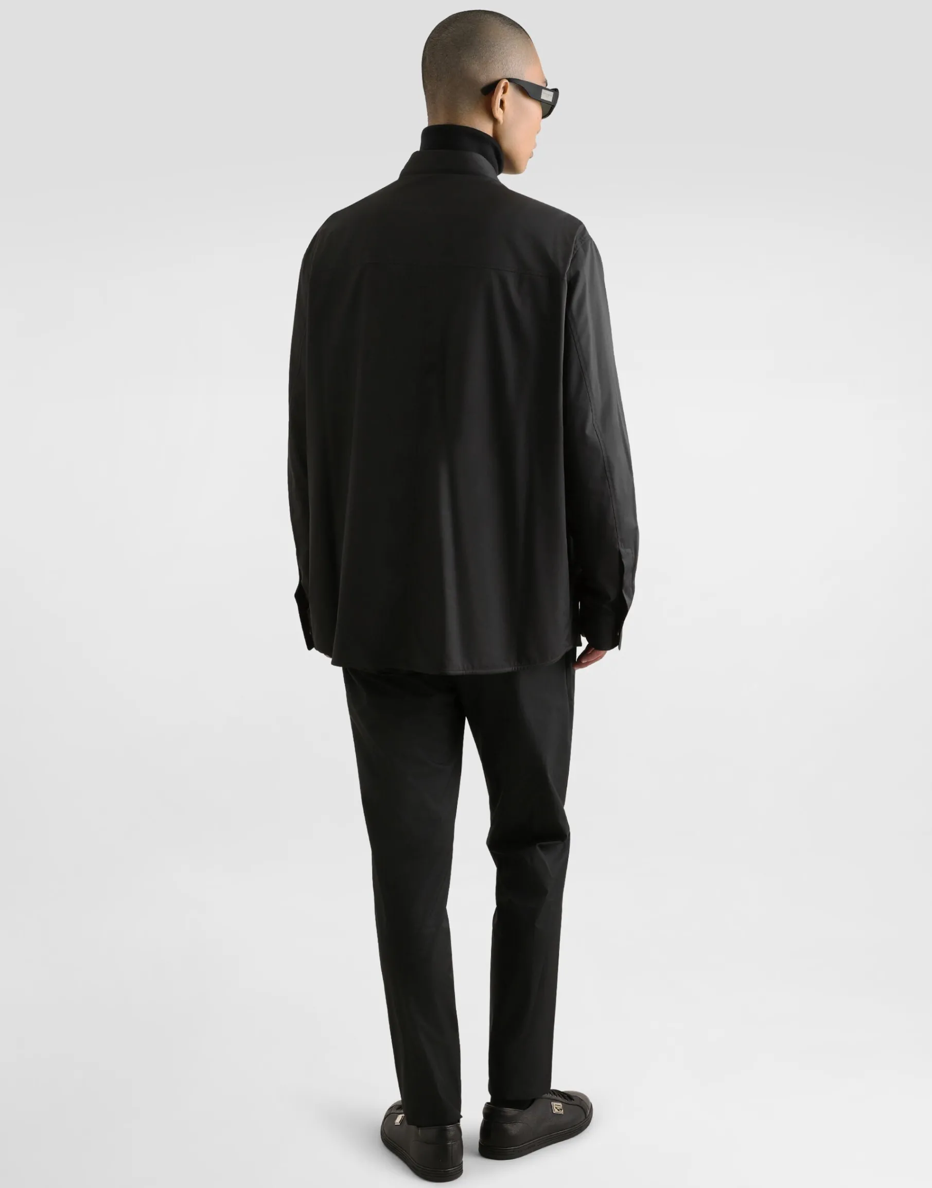Nylon shirt with logo tag