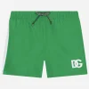 Nylon swim trunks with DG logo print