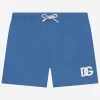 Nylon swim trunks with DG logo print