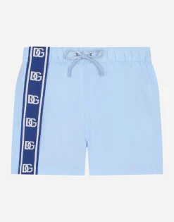 Nylon swim trunks with DG logo band