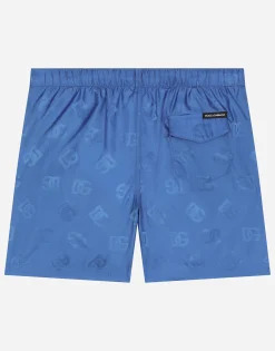 Nylon swim trunks with jacquard DG logo