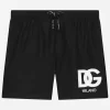 Nylon swim trunks with logo print