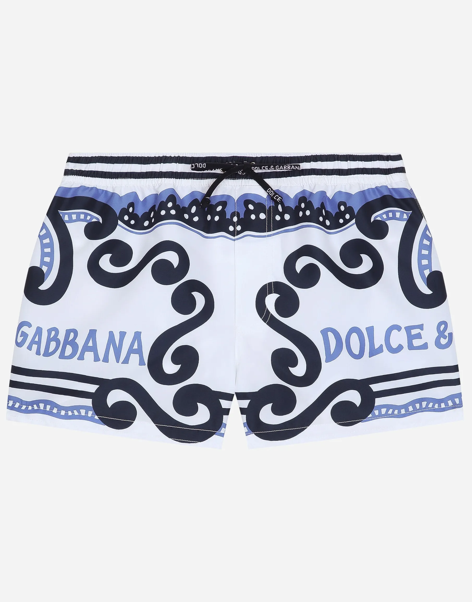 Nylon swim trunks with Marina print