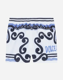 Nylon swim trunks with Marina print