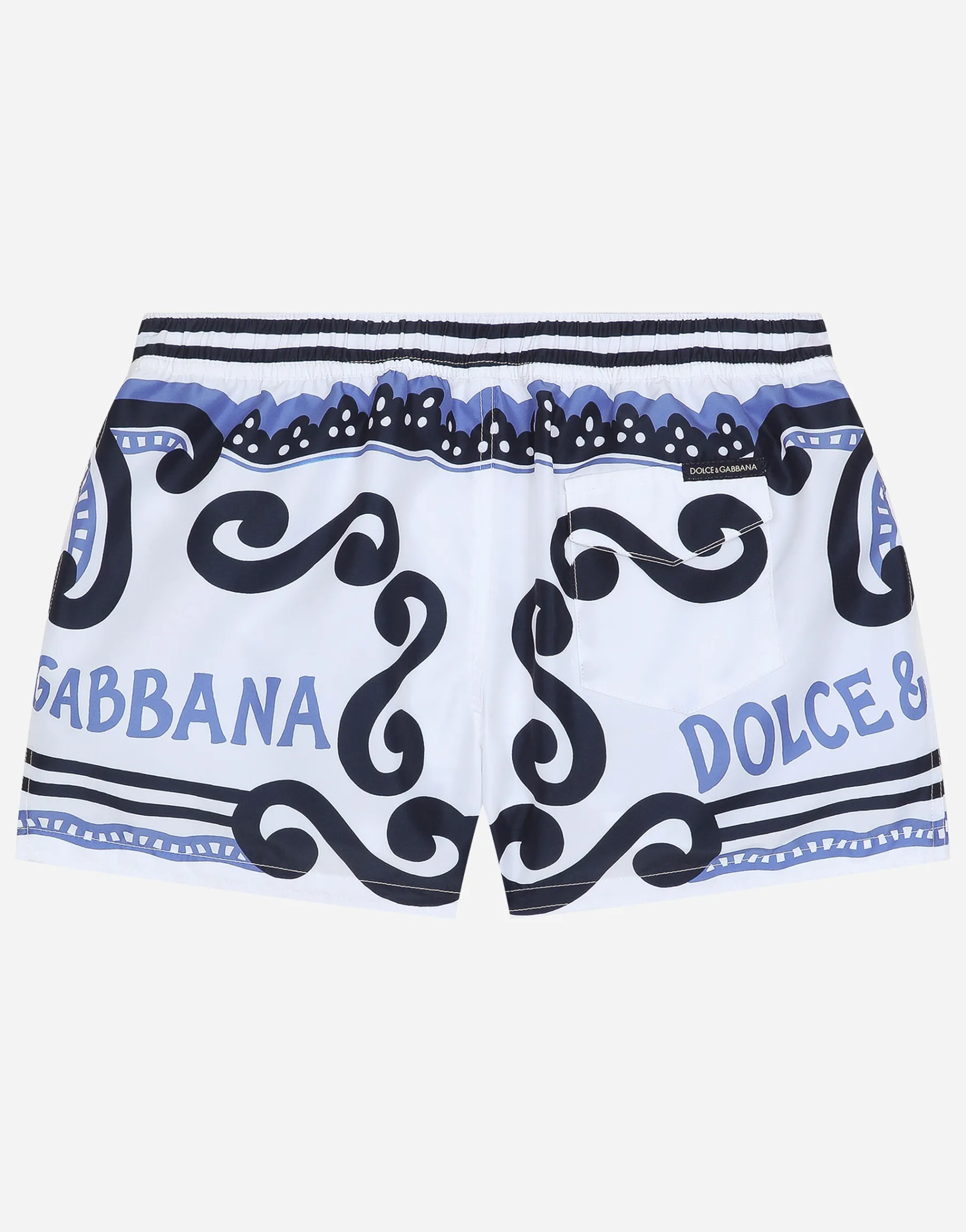 Nylon swim trunks with Marina print