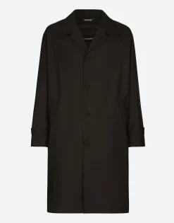Nylon trench coat with logo tag