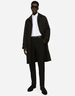 Nylon trench coat with logo tag