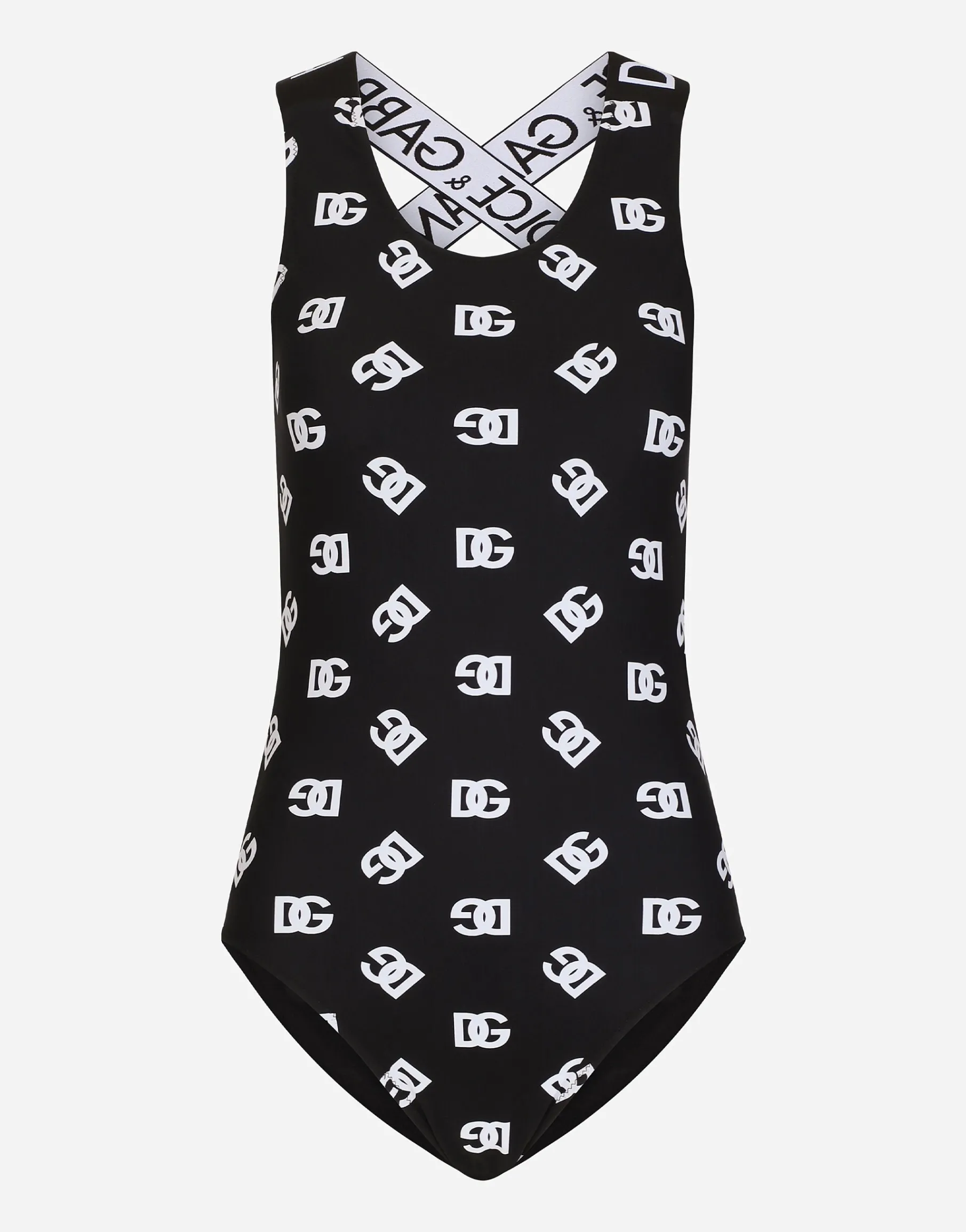 One-piece swimsuit with all-over DG logo print