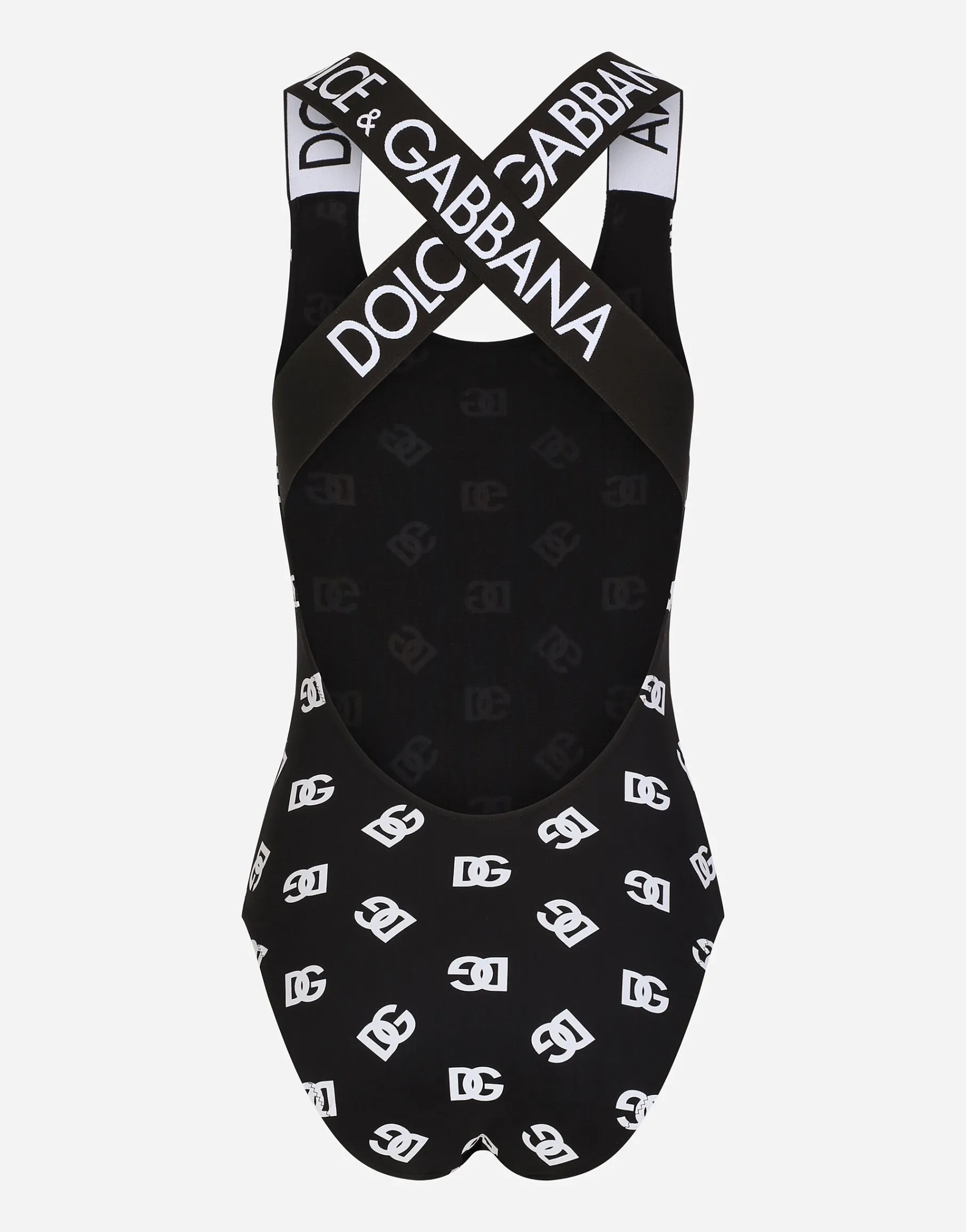 One-piece swimsuit with all-over DG logo print