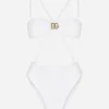 One-piece swimsuit with DG logo and laces