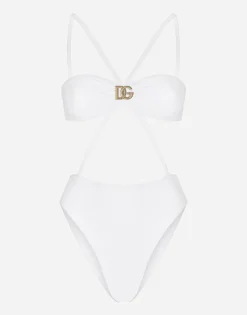 One-piece swimsuit with DG logo and laces