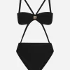 One-piece swimsuit with DG logo and laces