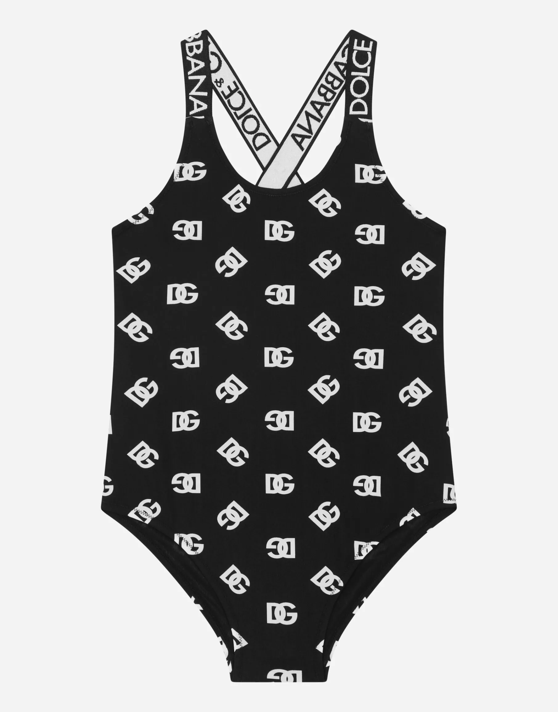 One-piece swimsuit with DG logo print