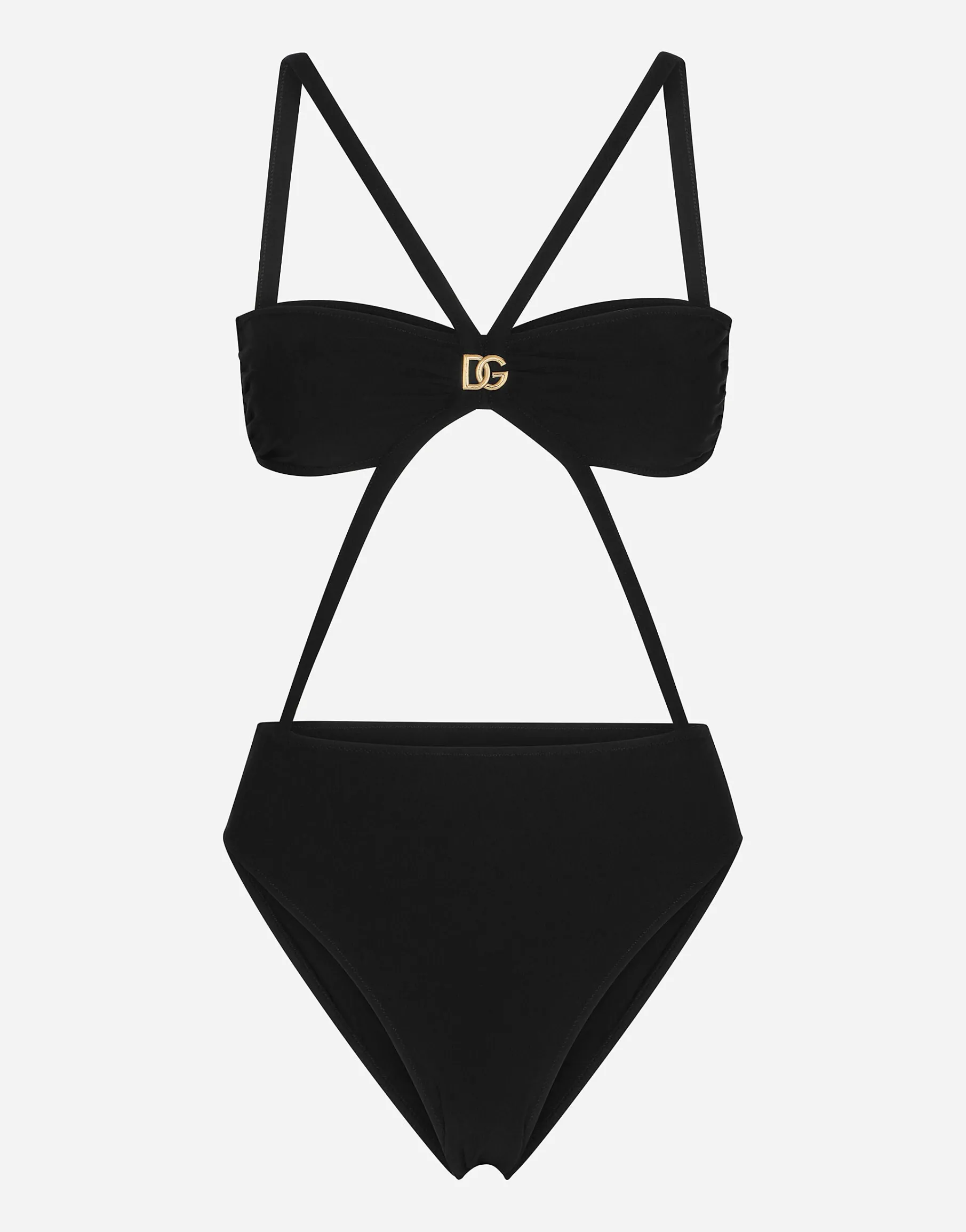 One-piece swimsuit with DG logo and laces
