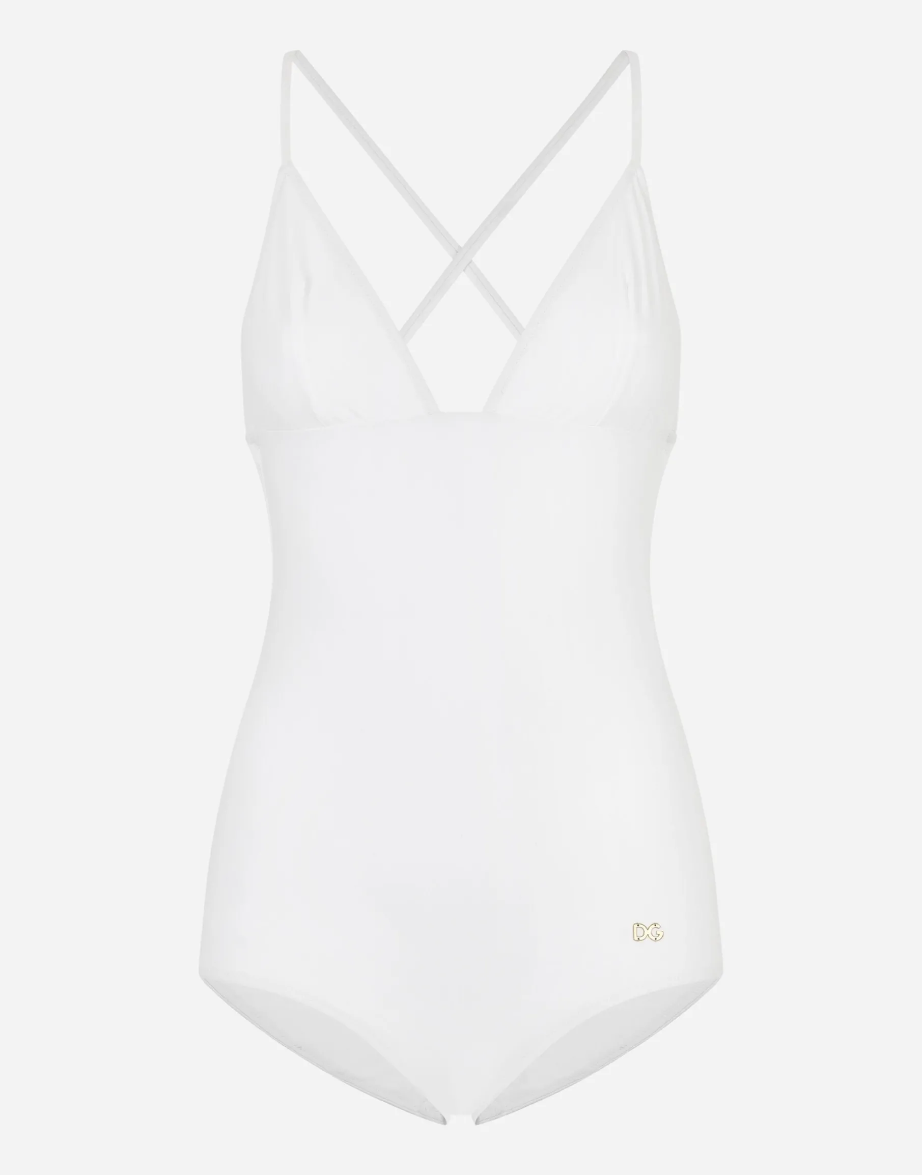 One-piece swimsuit with plunging neckline
