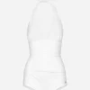 One-piece swimsuit with plunging neckline