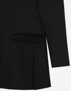 One-shoulder wool gabardine jacket