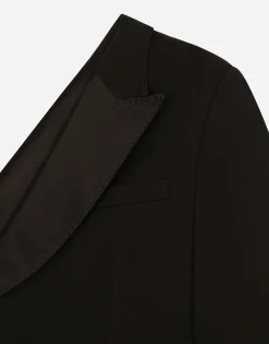 One-shoulder wool gabardine jacket