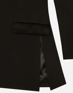 One-shoulder wool gabardine jacket