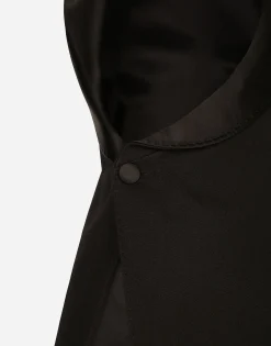 One-shoulder wool gabardine jacket