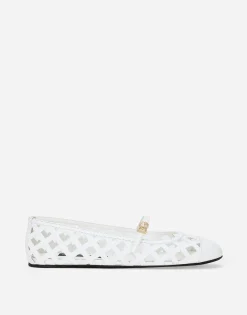 Openwork calfskin ballet flats